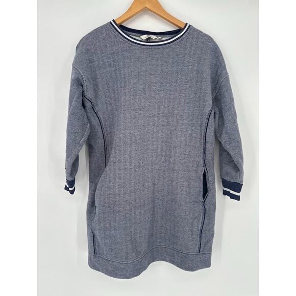 Vineyard Vines Dress XL Blue Varsity Sweatshirt Mini Preppy Coastal Pockets - Picture 2 of 11